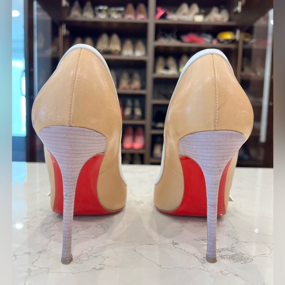 Christian Louboutin, beautiful beige heels with white bow, size 37.5 - Picture 3 of 13
